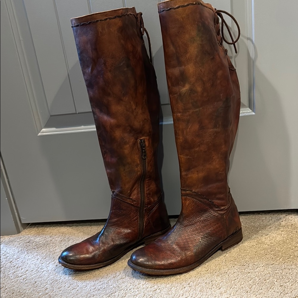 Bed Stu Over the Knee Boots in Distressed Brown
